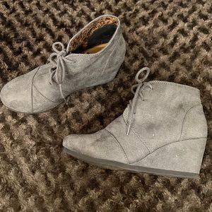 Grey wedge booties - 8